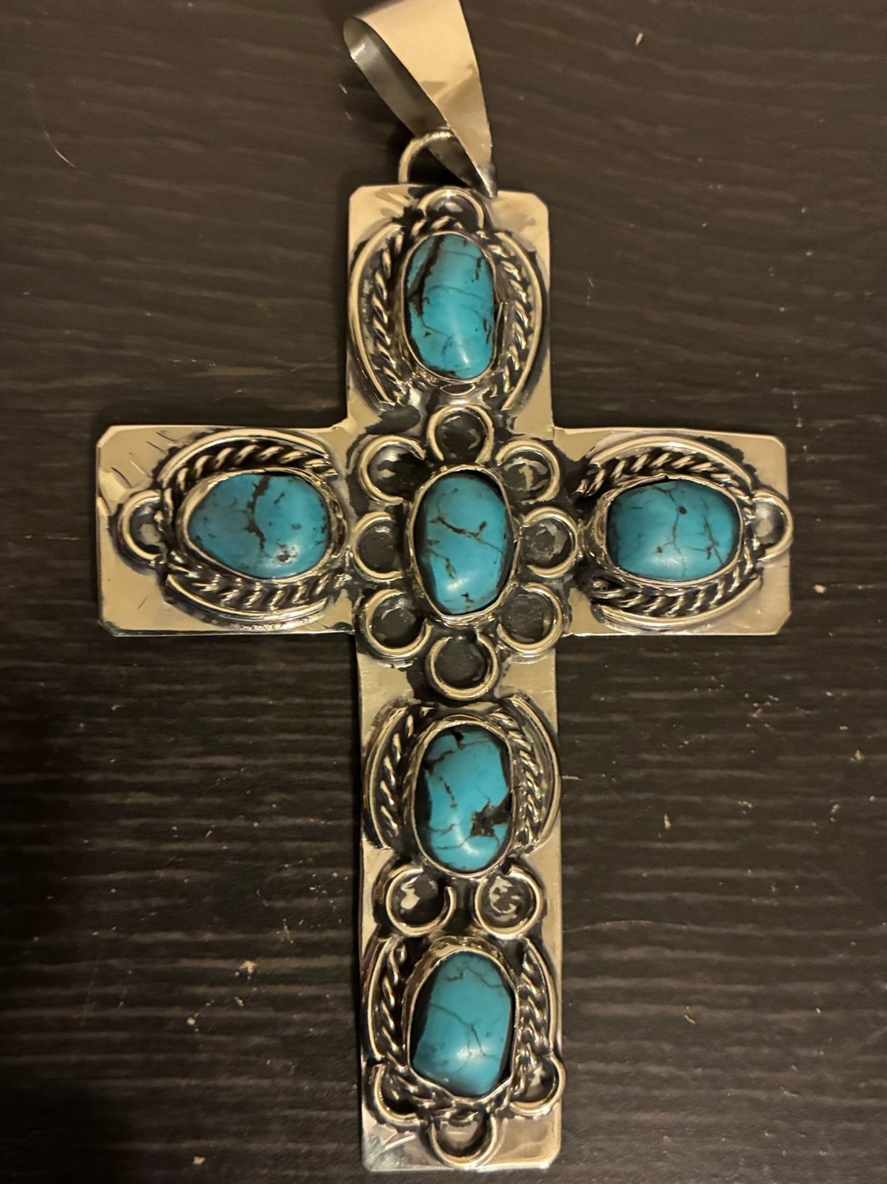 Silver Turquoise Cross New Made in Mexico